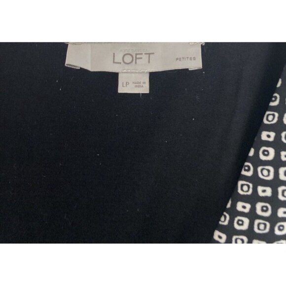 Ann Taylor LOFT Womens Blouse Black White V Neck Flowy Shift Split Back Lined PL - Picture 5 of 10